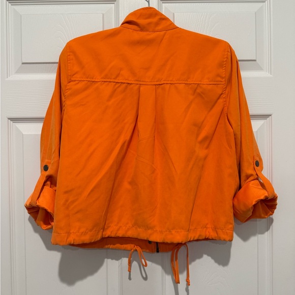 Orange Button front Drawstring Women's Jacket - Picture 8 of 13